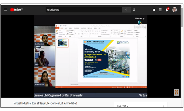 Virtual Industrial Tour at Saga Lifesciences ltd., Ahmedabad on 30th January 2021