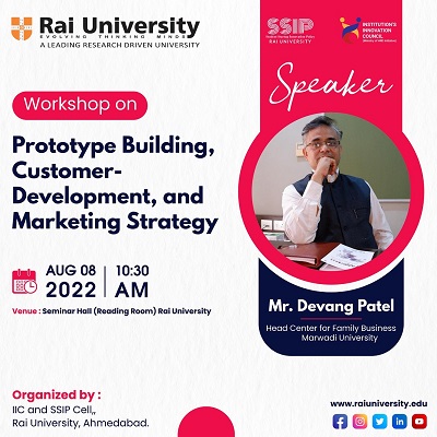 Workshop on "Prototype building, Customer Development, and Marketing strategy" on 8<sup>th</sup> August 2022