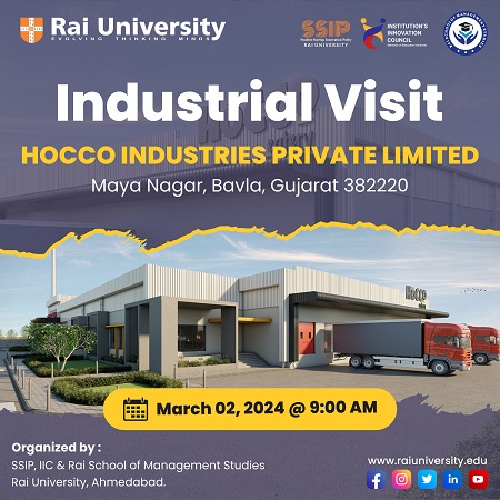 Industrial Visit HOCCO INDUSTRIES PRIVATE LIMITED Maya Nagar, Bavla, Gujarat 382220 on 2<sup>nd</sup> March, 2024