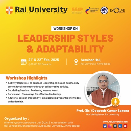 workshop on LEADERSHIP STYLES & ADAPTABILITY on  21 - 22 Feb, 2025