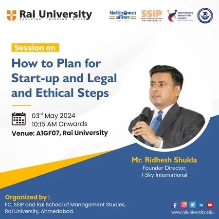 Session on How to Plan for Start-up and Legal and Ethical Steps on  3<sup>rd</sup> May, 2024