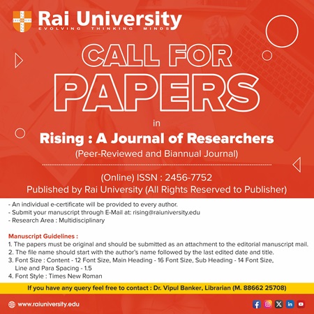 CALL FOR PAPERS in Rising : A Journal of Researchers (Peer-Reviewed and Biannual Journal)
