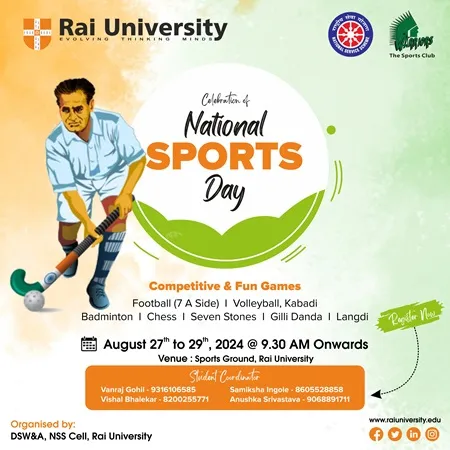celebration of National Sports Day on 27 to 29<sup>th</sup> August, 2024